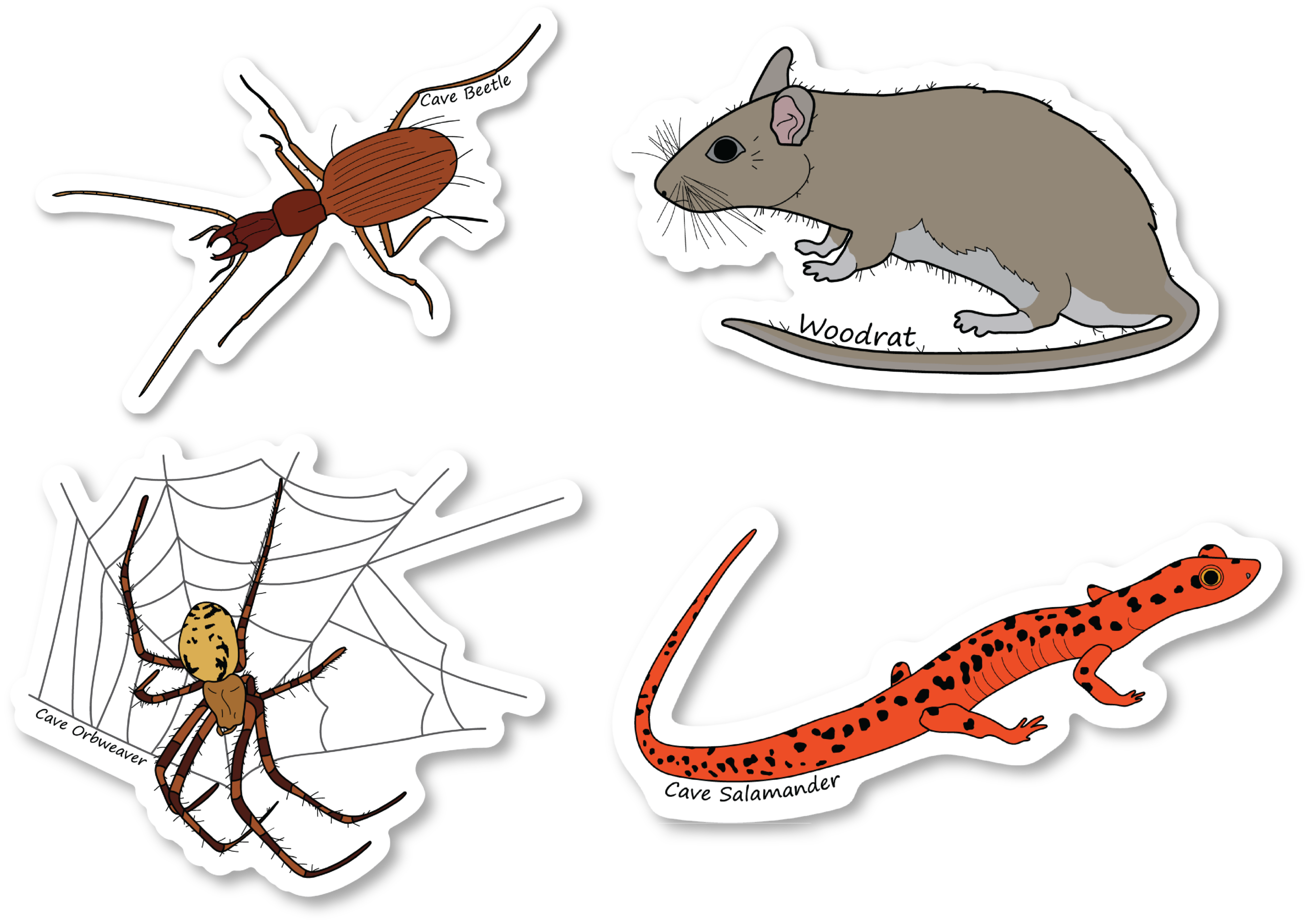 Cave Critters Series 1 Vinyl Die Cut 4 Sticker Bundle B, 3 inch
