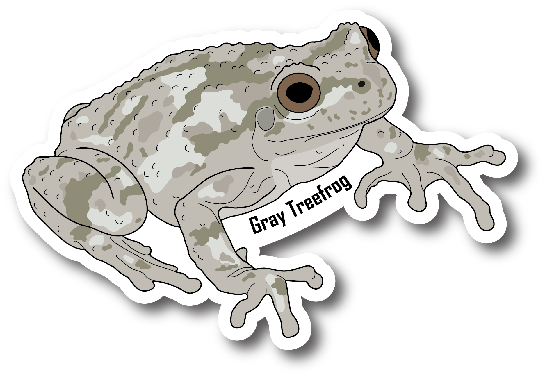 Gray Treefrog Vinyl Die Cut Sticker, 3 inch