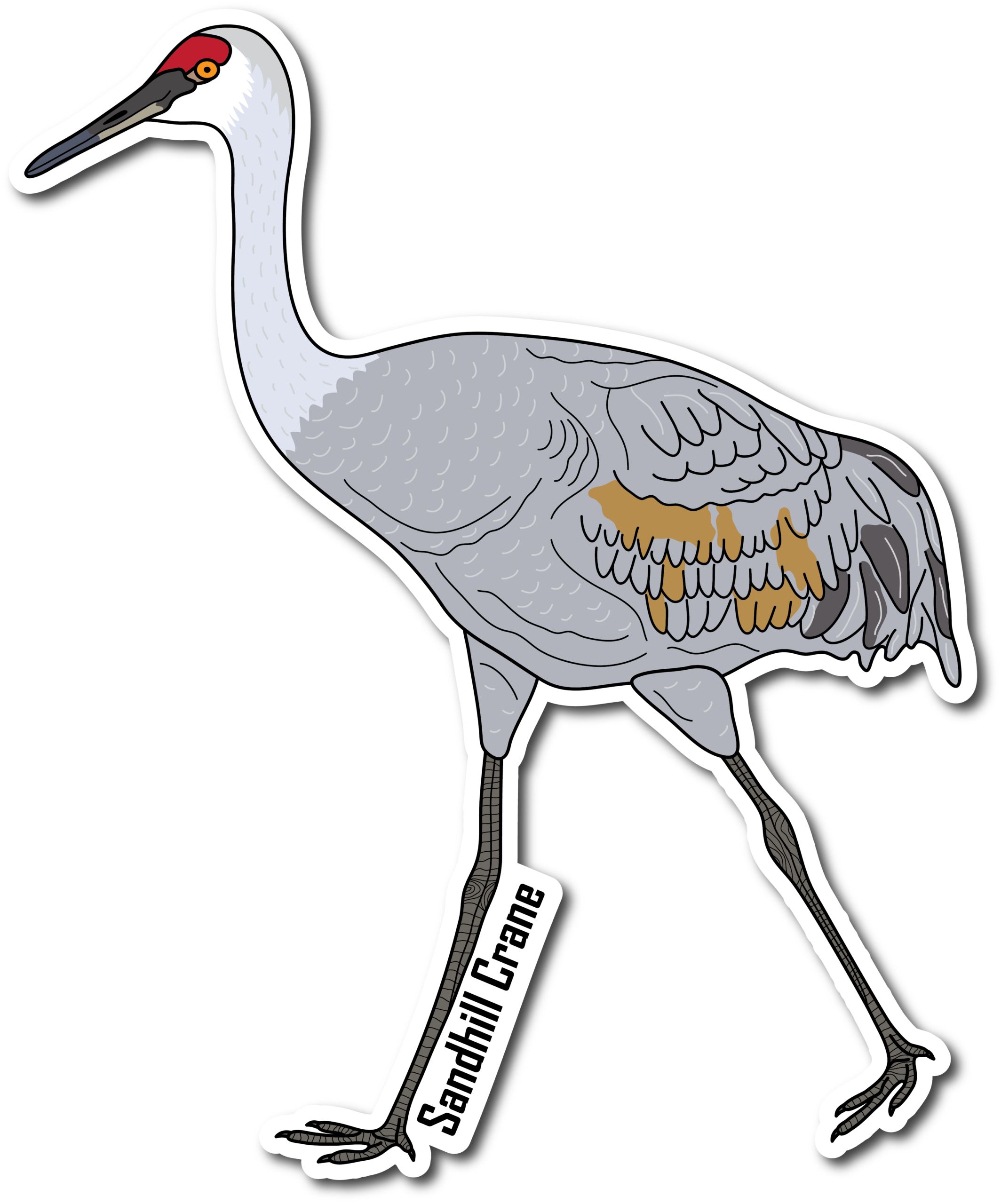 Sandhill Crane Vinyl Die Cut Sticker, 3 inch
